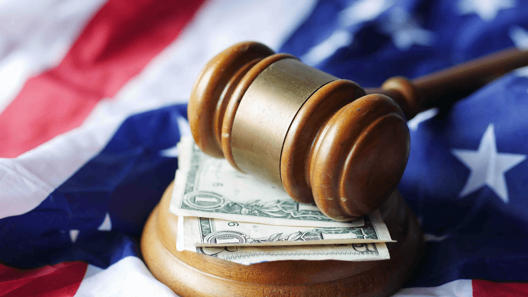 Constitutional tax changes represented by gavel and cash