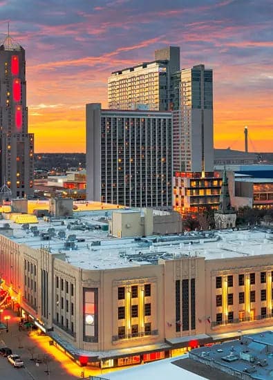 Downtown San Antonio skyline at sunset