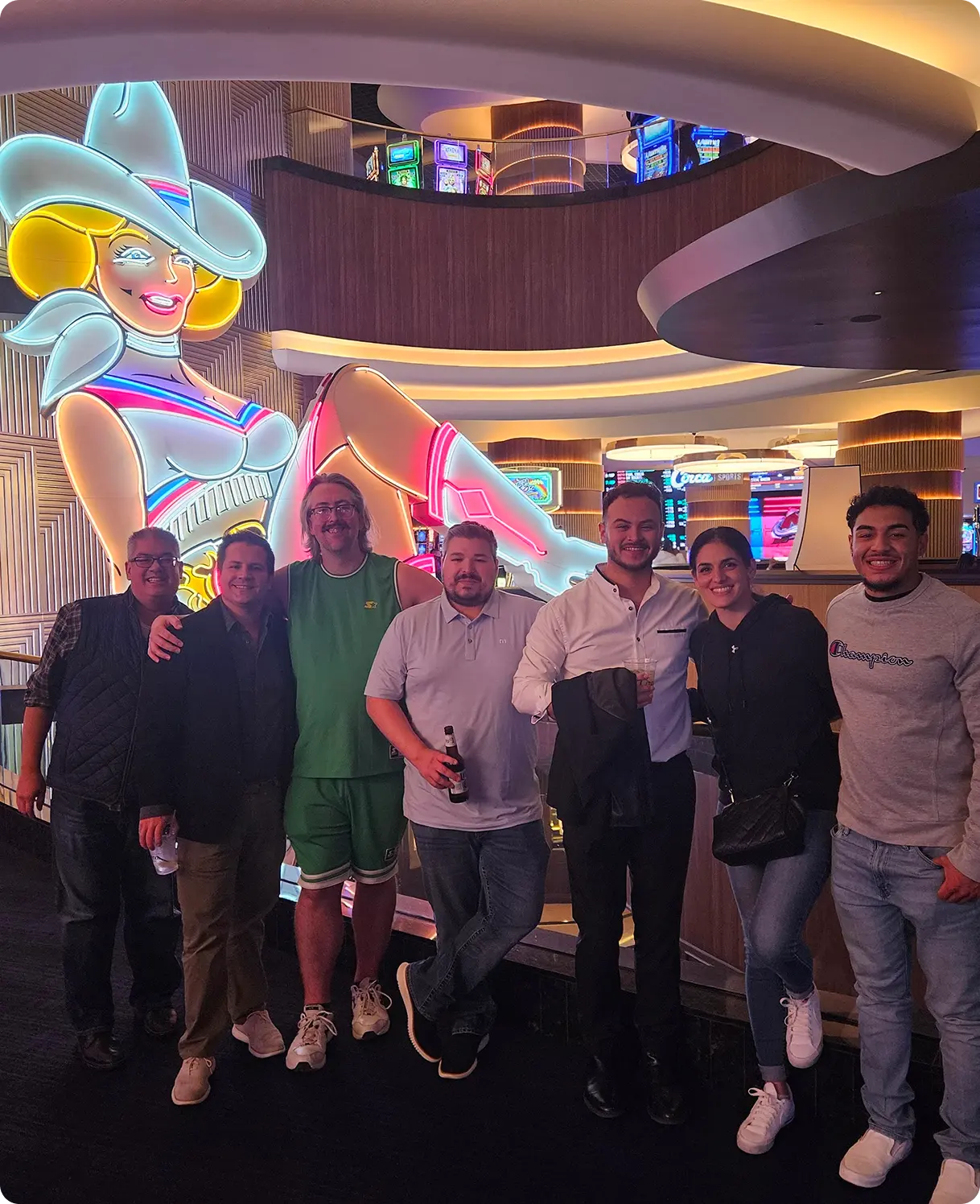 Texas Tax Protest team members smiling together during a group outing at a casino venue.