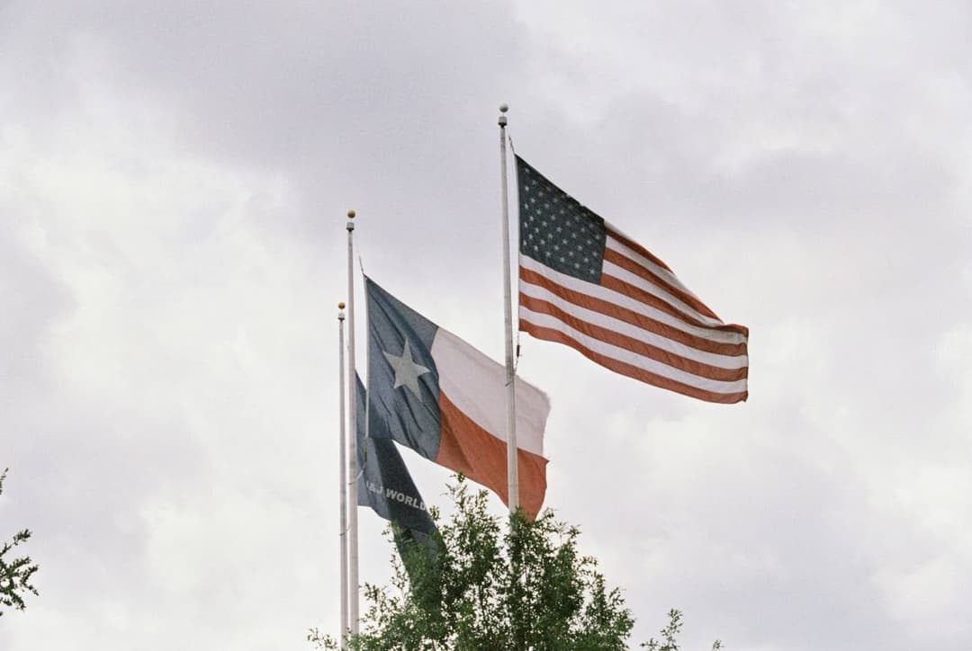 Texas Flag Flying During Storm