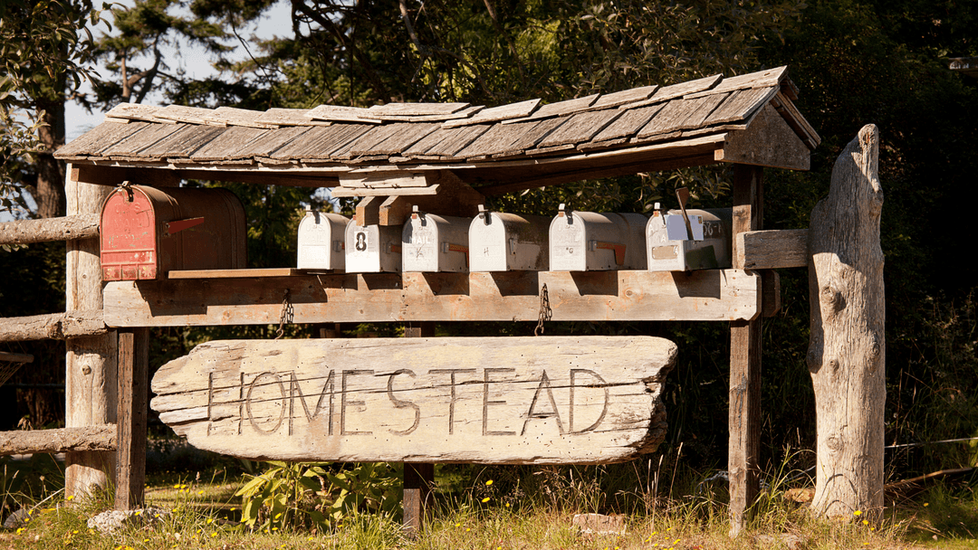 Row of homestead mailboxes representing taxable value protections for Texas property owners