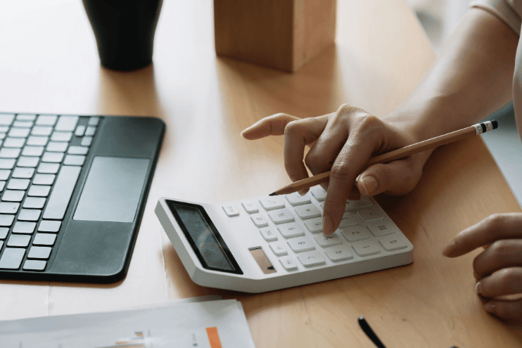 Person calculating property tax